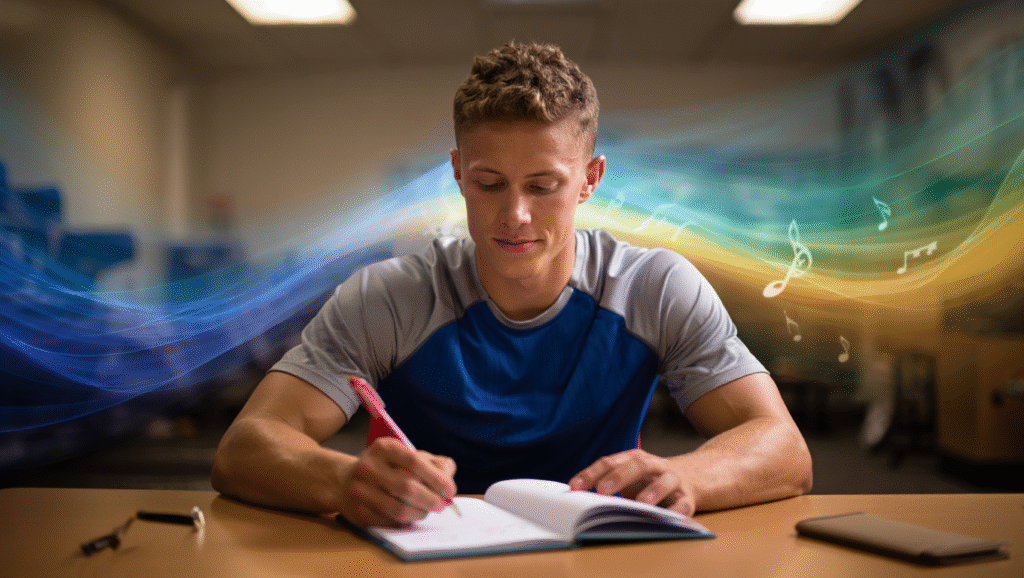 Il Potere del Focus Mentale LDF-BLOG Stato di flow raggiunto attraverso il monotasking: persona immersa profondamente nel lavoro, circondato da un'aura luminosa che simboleggia la massima concentrazione e produttività
