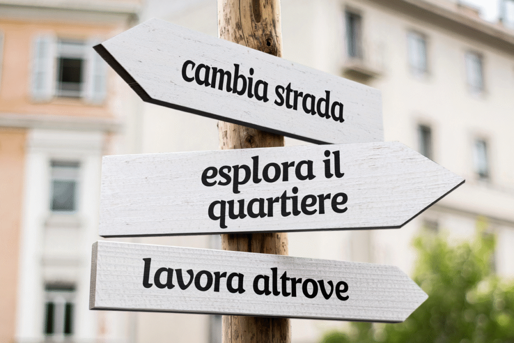 Il Movimento Come Medicina: Strategie Pratiche LDF-BLOG Cartelli stradali urbani con indicazioni per il cambiamento: Cambia strada, Esplora il quartiere, Lavora altrove - psicologia del cambiamento