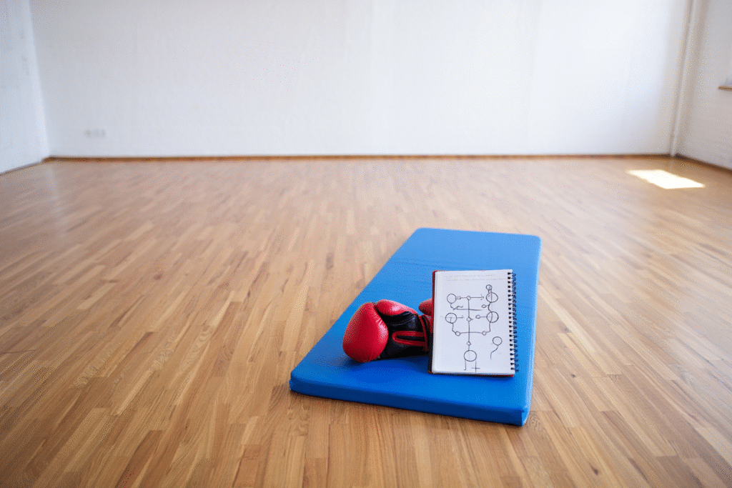 Spazio minimalista per allenamento e riflessione - forza interiore attraverso disciplina quotidiana