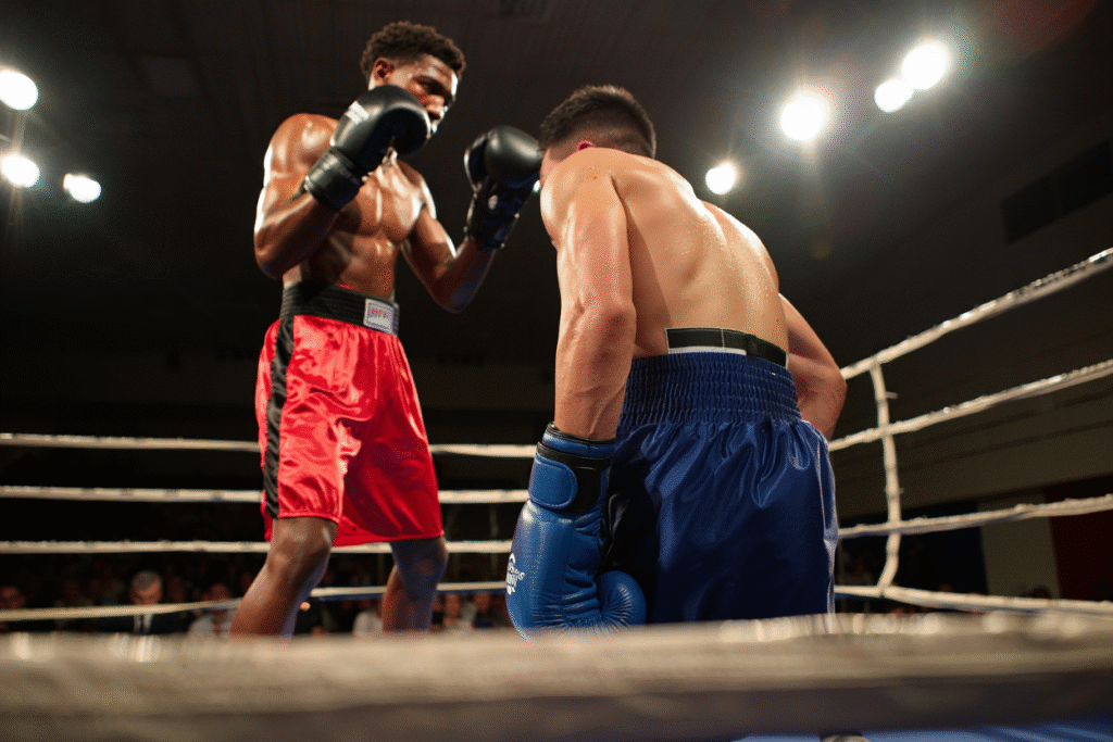 Pugile dimostra resilienza mentale rialzandosi dal tappeto durante allenamento - psicologia successo sport