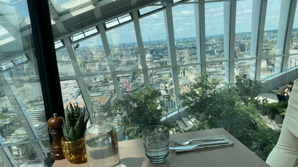 Il Conto al Ristorante: L'Arte dell'Autocontrollo Finanziario Pranzo romantico allo Sky Garden Londra con vista panoramica skyline - esperienza culinaria