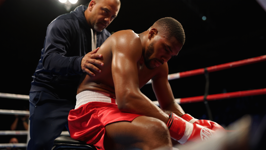 Pugile stanco riceve supporto dopo procrastinazione - come ripartire e recuperare produttività giornaliera