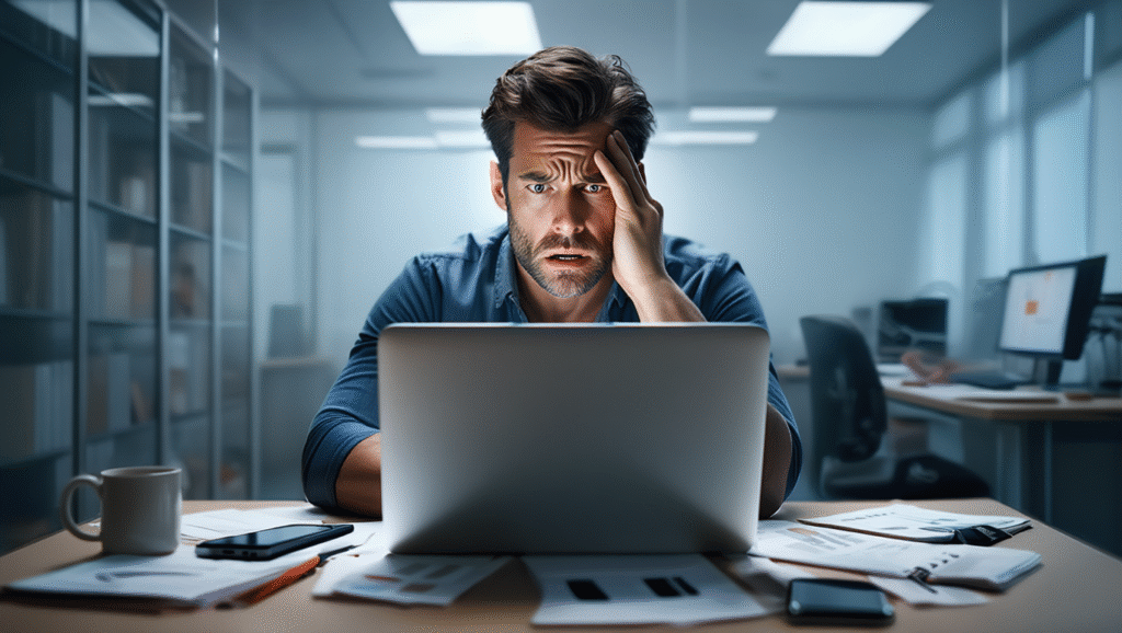 Errori comuni che sabotano la regola Studente stressato che ha perso mattina produttiva - prima di applicare regola round successivo