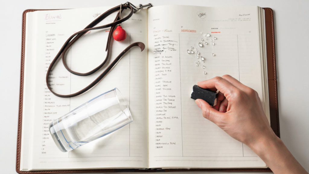 Agenda bagnata e rovinata da imprevisto domestico - routine saltata cosa fare